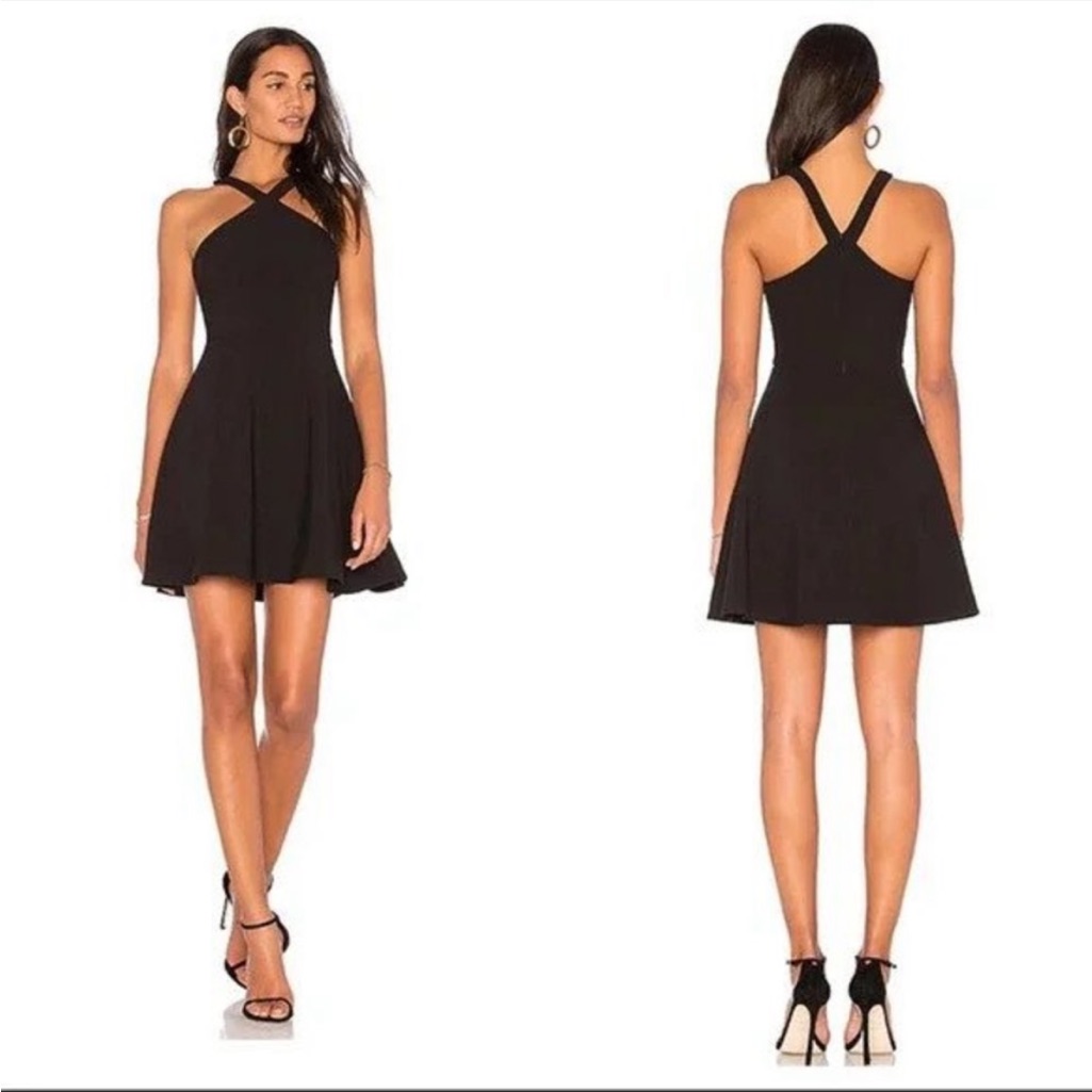 Likely X Revolve Ashland Black Crisscross Halter Fit And Flare Dress Sz 0 Vguc